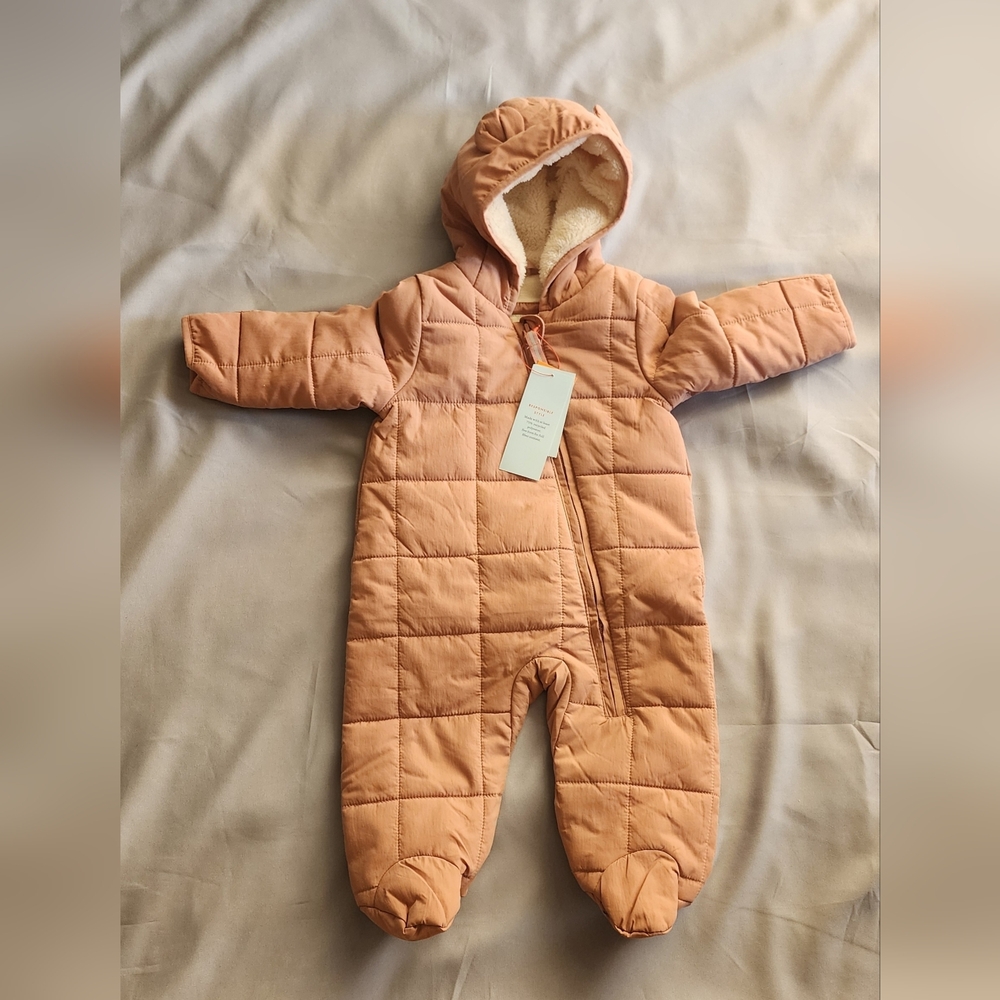 Cat & Jack Pink Quilted Kids Hoodie and Footie/ Light Pink